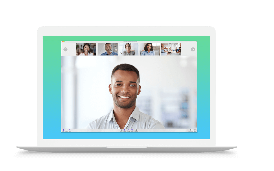 Laptop with Startmeeting video conferencing